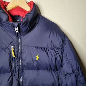 Polo Ralph Lauren RL250 Navy Full Zip Water Repellant Down Puffer Jacket